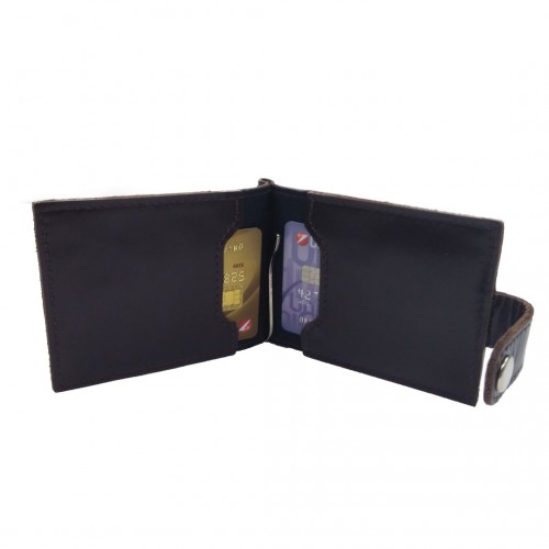 Затискач для грошей с RFID захистом з трьома карманами для карт коричневий LOCKER's Clamp2 Brown