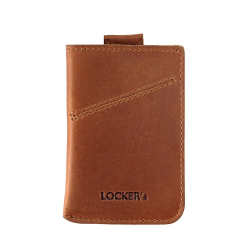 Кожаный картхолдер с RFID защитой LOCKER's LH3-Orange