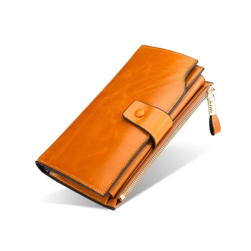Кожаный кошелек с RFID защитой LOCKER's RLL-Orange