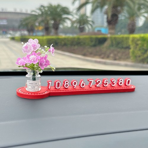 Паркувальна автовізитка з квітами, Фіолетова бегонія + червоний номер