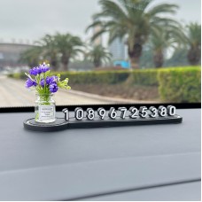 Паркувальна автовізитка з квітами, Фіолетовий жасмин + чорний номер