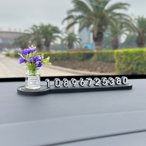 Паркувальна автовізитка з квітами, Фіолетовий жасмин + чорний номер