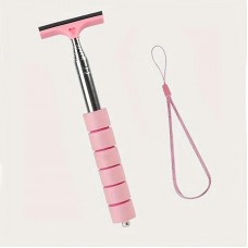 Скребок резиновий з телескопічною ручкою, для скла і дзеркал авто, Рожевий