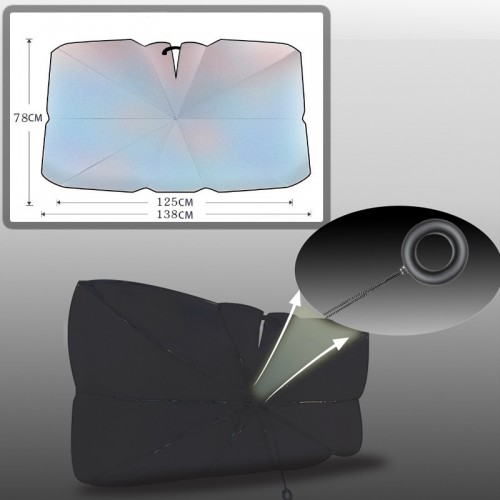 Парасолька для захисту від сонця на лобове скло, 78х138 см, З кільцем і пружинами