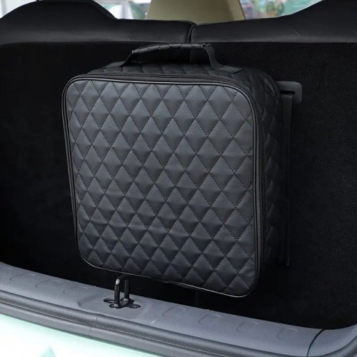 Органайзер з еко-шкіри в багажник з липучками та на блискавці Чорний