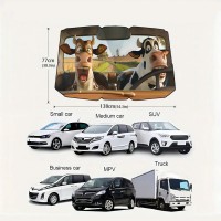 Парасолька сонцезахисна на лобове скло авто з малюнком, 77х138 см, Корови