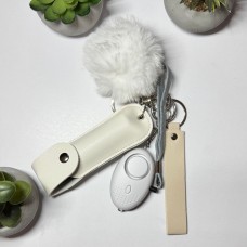Ключник безпеки Mini: сирена, газовий балончик в кейсі, ремінець, помпон, Білий