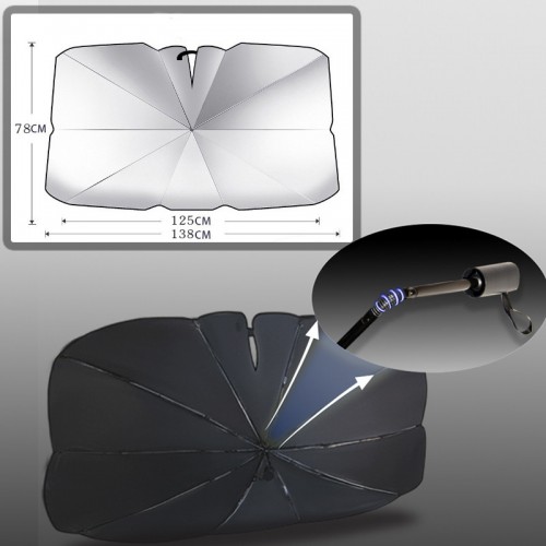 Парасолька для захисту від сонця на лобове скло, 78х138 см, Гнучка ручка