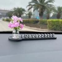 Комплект аксесуарів в авто: чохол для окулярів в стрази, автовізитка паркувальна з квітами, гачок для сумки, Чорний