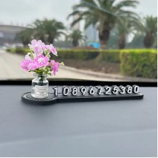 Комплект аксесуарів в авто: чохол для окулярів в стрази, автовізитка паркувальна з квітами, гачок для сумки, Чорний