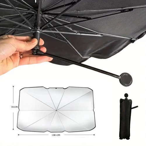 Парасолька для захисту від сонця на лобове скло, 78х138 см, Обертова ручка