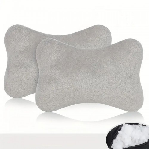 Подушка на підголовник плюшева Сірий, 2 шт комплект