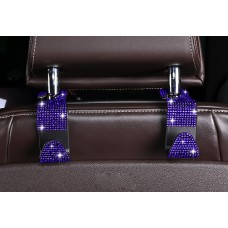 Комплект аксесуарів в авто: чохол для окулярів в стрази, автовізитка паркувальна з квітами, гачок для сумки, Синій