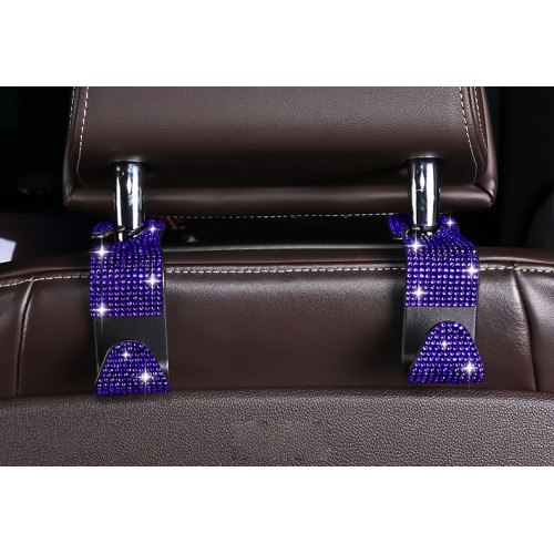 Комплект аксесуарів в авто: чохол для окулярів в стрази, автовізитка паркувальна з квітами, гачок для сумки, Синій