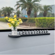 Паркувальна автовізитка з квітами, Жовта квітка бегонії + чорний номер