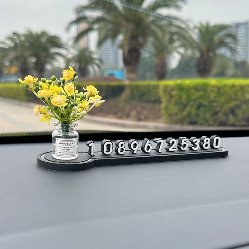 Паркувальна автовізитка з квітами, Жовта квітка бегонії + чорний номер