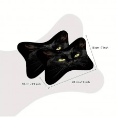 Подушка на підголовник плюшева з принтом кота, 2 шт комплект