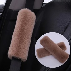 Накладка на пасок безпеки плюшева пухнаста Бежевий, 2 шт в комплекті