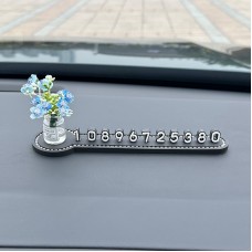 Паркувальна автовізитка з квітами, Блакитна бегонія + чорний номер