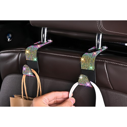 Гачок для сумки на спинку сидіння в стразах Різнокольоровий, 2 шт