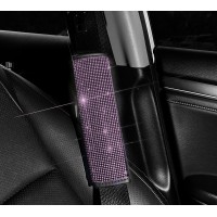 Комплект в стрази: накладка на пасок безпеки, гачки для сумки, тримач окулярів подвійний, зарядка від прикурювача, тримач для телефону, Рожевий