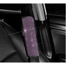 Комплект в стрази: накладка на пасок безпеки, гачки для сумки, тримач окулярів подвійний, зарядка від прикурювача, тримач для телефону, Рожевий