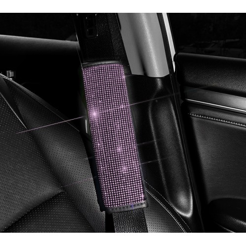 Комплект в стрази: накладка на пасок безпеки, гачки для сумки, тримач окулярів подвійний, зарядка від прикурювача, тримач для телефону, Рожевий