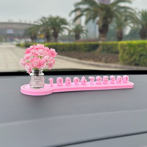 Паркувальна автовізитка з квітами, Світло-рожева квітка яблуні + Рожевий номер