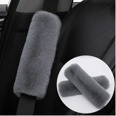 Накладка на пасок безпеки плюшева пухнаста Сірий, 2 шт в комплекті