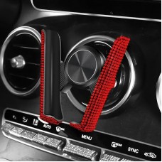 Комплект в стрази: накладка на пасок безпеки, гачки для сумки, тримач окулярів подвійний, зарядка від прикурювача, тримач для телефону, Червоний