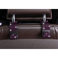 Гачок для сумки на спинку сидіння в стразах Філетовий, 2 шт