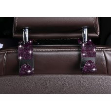 Гачок для сумки на спинку сидіння в стразах Філетовий, 2 шт