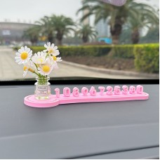 Паркувальна автовізитка з квітами, Біла квітка ромашки + Рожевий номер