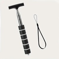 Скребок резиновий з телескопічною ручкою, для скла і дзеркал авто, Чорний