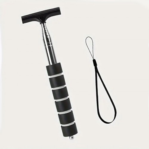 Скребок резиновий з телескопічною ручкою, для скла і дзеркал авто, Чорний